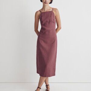 Madewell Goldie Midi Dress in Pressed Grape 100% linen